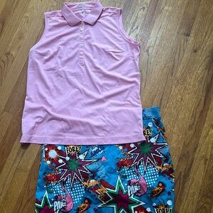 Woman’s SUC golf set Royal&Awesome Sz 16 skirt and Nike pink top Sz XXL